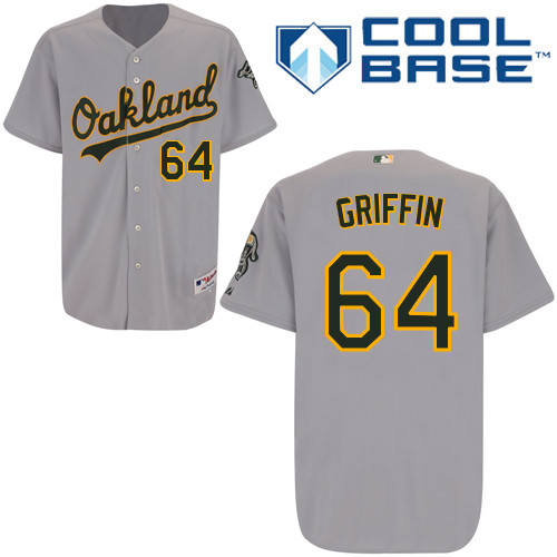 A-J Griffin #64 Youth Baseball Jersey-Oakland Athletics Authentic Road Gray Cool Base MLB Jersey